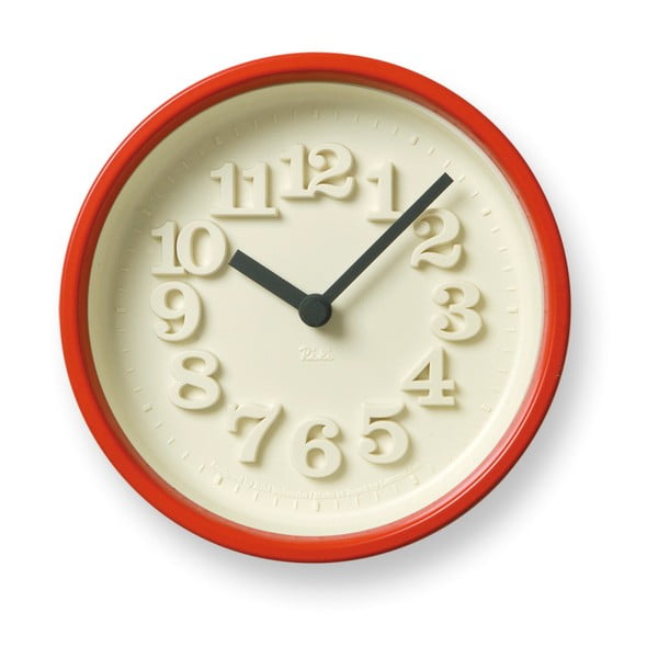 Ceas de perete Lemnos Clock Chiisana, ⌀ 12,2 cm, ramă roșie
