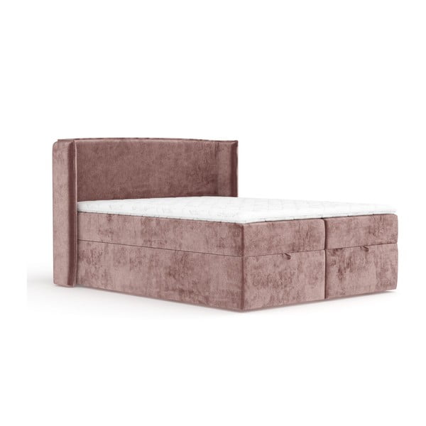 Pat boxspring roz cu spațiu de depozitare 180x200 cm Passion – Maison de Rêve