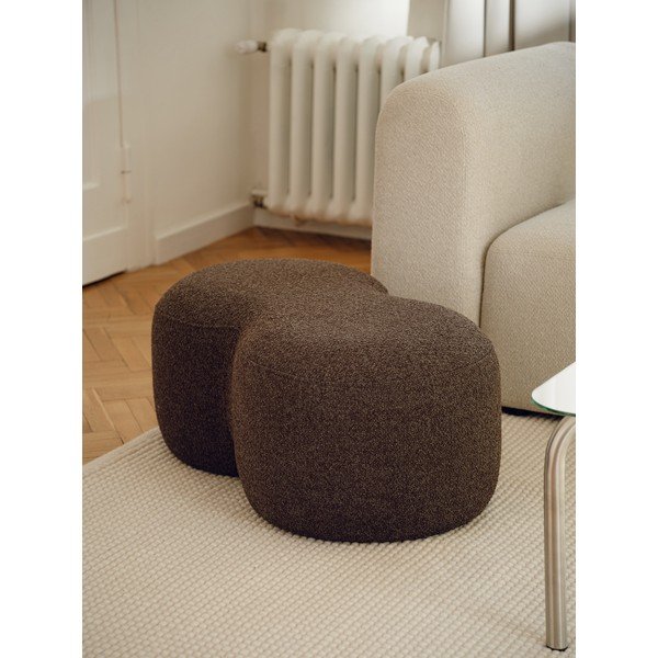 Puf maro închis cu tapițerie din țesătură bouclé Umbo – noo.ma-image-1