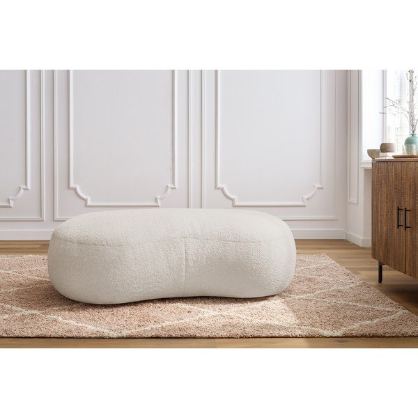 Puf din stofă bouclé alb Saint-Germain – Bobochic Paris-image-1