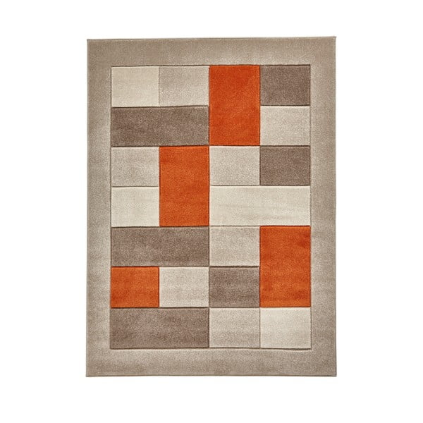 Covor Think Rugs Matrix , 60 x 120 cm, portocaliu - gri