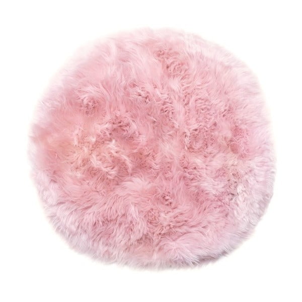 Covor rotund din blană de oaie Royal Dream Zealand, ⌀ 70 cm, roz