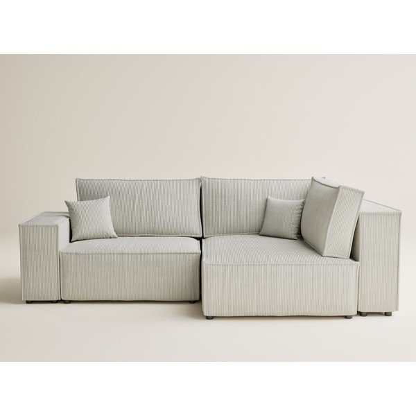 Colțar crem extensibil/cu spațiu de depozitare cu tapițerie din catifea reiată  (cu colț pe partea dreaptă/în formă de ”L”) Tonga – Maison de Rêve-image-2