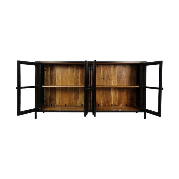 Vitrină neagră din lemn de acacia 170x90 cm Kingston - HSM collection-image-4