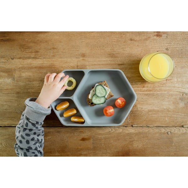 Farfurie pentru copii gri din silicon 16x25 cm – Kindsgut-image-3