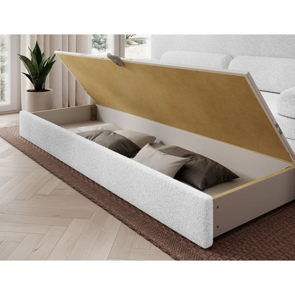 Canapea albă extensibilă/cu spațiu de depozitare cu tapițerie din țesătură bouclé 236 cm Elioss – ELTAP-image-4