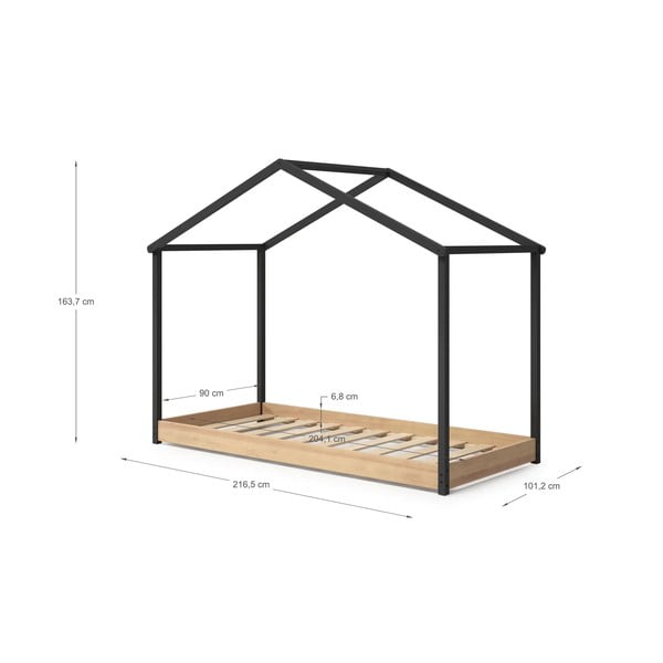 Pat pentru copii Marckeric Arthur, 90 x 190 cm, gri antracit-image-4
