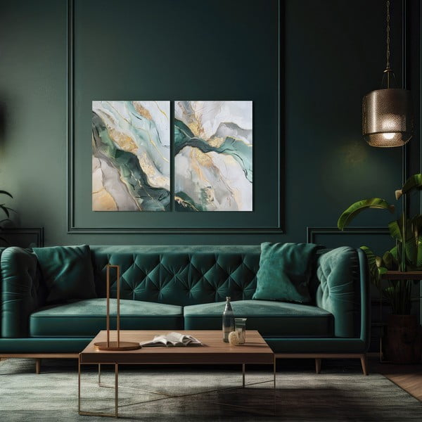 Set de tablouri cu detalii pictate manual 2 buc. 50x70 cm Aventurine – Styler-image-1