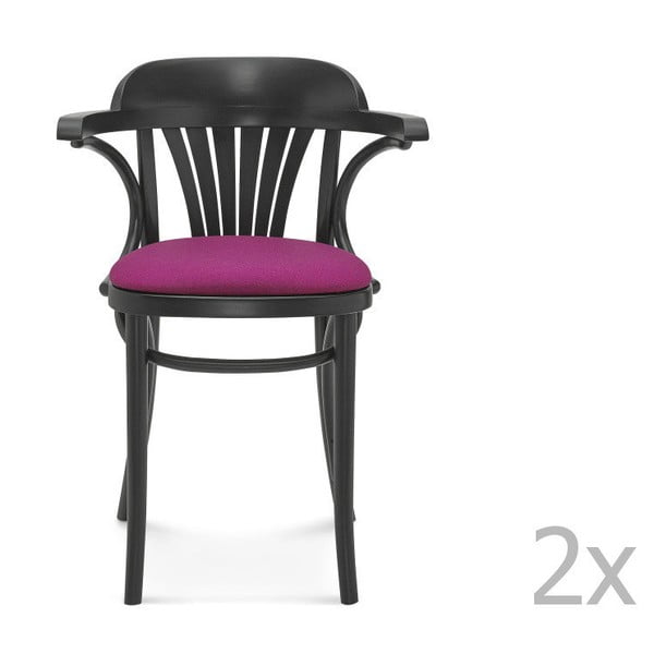 Set 2 scaune cu perne roz Fameg Mathias, negru