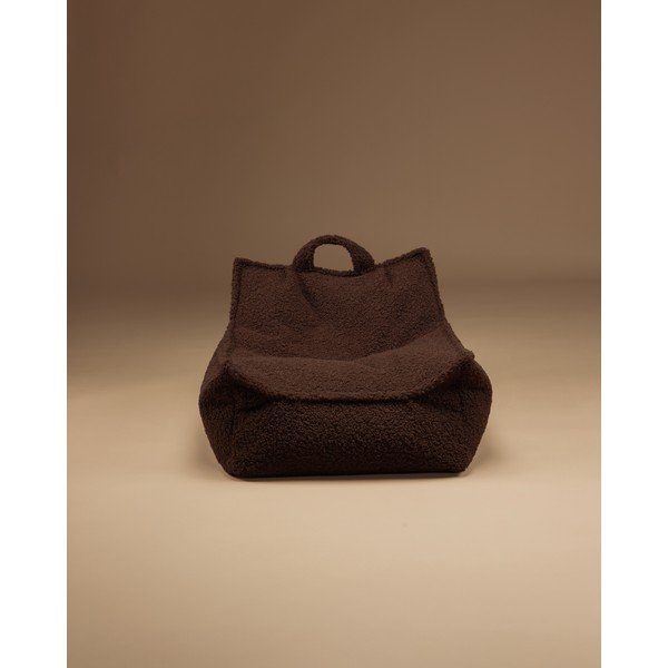 Fotoliu puf pentru copii maro închis cu tapițerie din țesătură bouclé Warm Hazel – Wigiwama-image-4