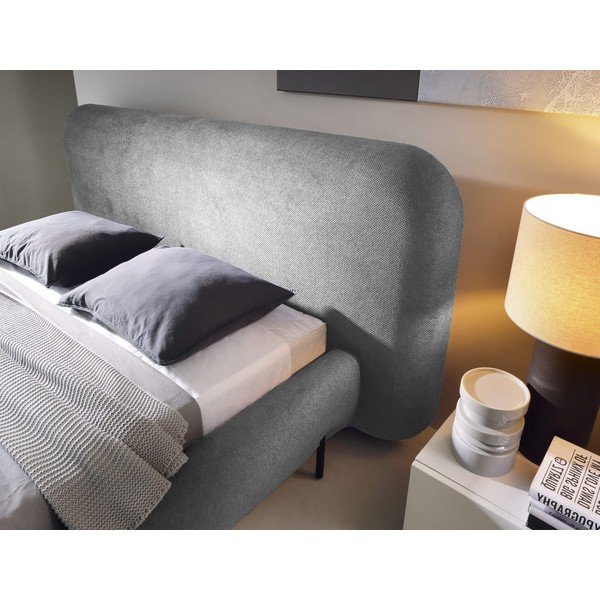 Pat matrimonial gri tapițat cu spațiu de depozitare cu somieră 160x200 cm Pointt – ELTAP-image-3