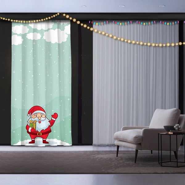 Draperie Crăciun Happy Christmas Santa, 140 x 260 cm