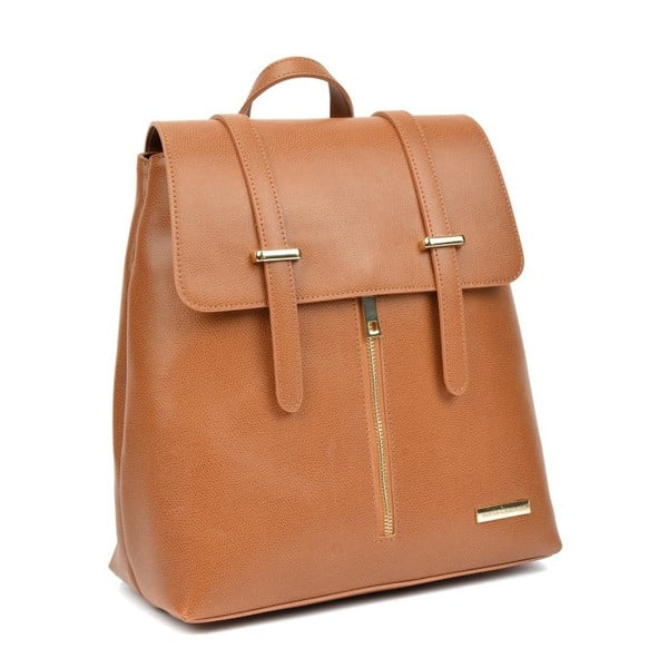 Ghiozdan din piele Sofia Cardoni Backon, maro cognac-image-4