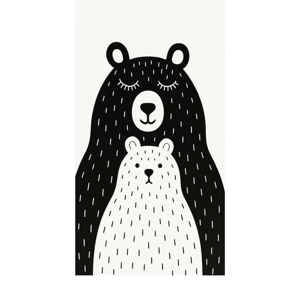 Covor pentru copii alb-negru lavabil 120x180 cm Bear Family v2 – Vitaus