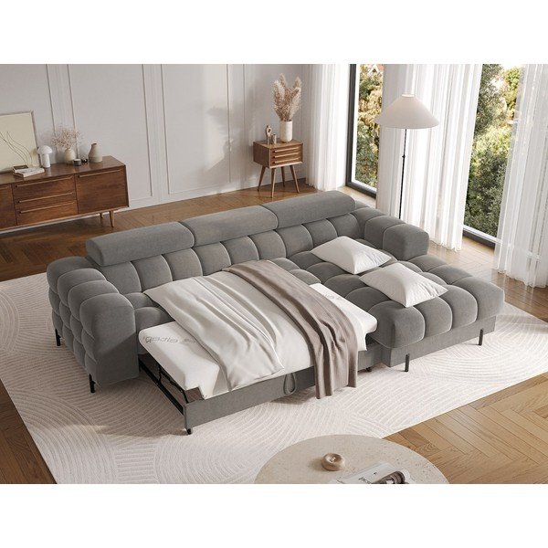 Colțar taupe extensibil/cu spațiu de depozitare cu tapițerie din catifea (cu colț pe partea dreaptă/cu șezlong) Felro – ELTAP-image-4