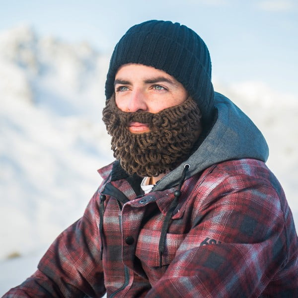 Căciulă cu barbă detașabilă, Beardo Original Thick, negru-maro