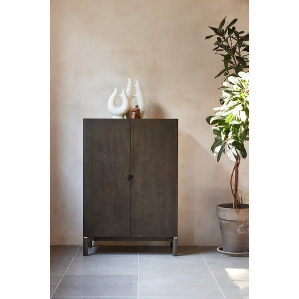 Dulap maro închis cu aspect de lemn de stejar 90x130 cm Arun – Unique Furniture-image-2