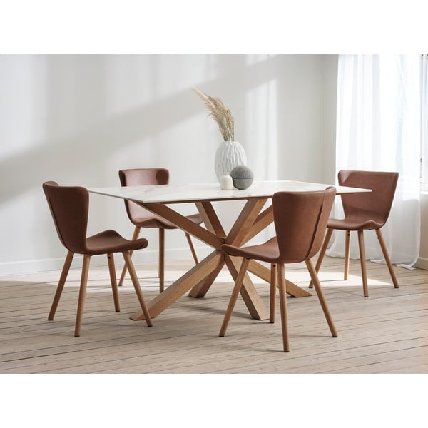 Scaune de dining maro 2 buc. din metal Teslin – Unique Furniture-image-2