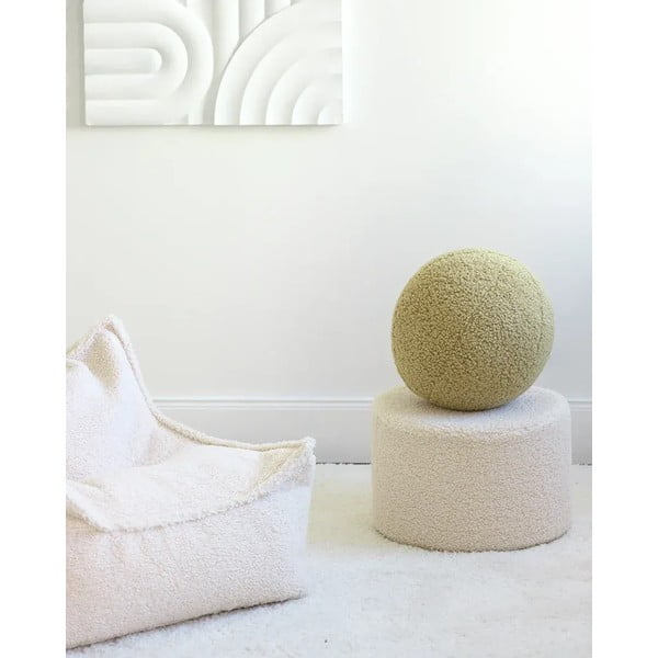 Pernă decorativă pentru copii verde cu tapițerie din țesătură bouclé Ball – Wigiwama-image-1