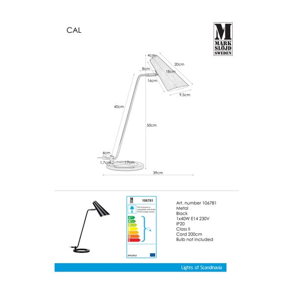 Veioză Markslöjd Cal, negru-image-2