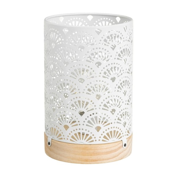 Veioză albă cu abajur din metal (înălțime 20 cm) – Casa Selección