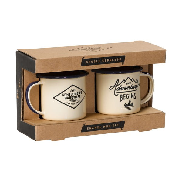 Căni bej 2 buc. din metal 150 ml – Gentlemen's Hardware-image-1