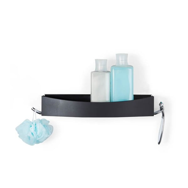 Etajeră autoadezivă pentru baie Compactor Clever Flip Shower, negru-image-4