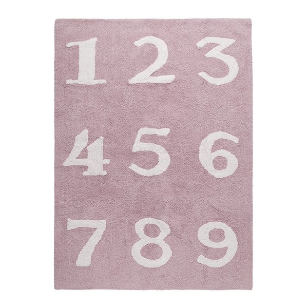 Covor din bumbac Happy Decor Kids Numbers, 160 x 120 cm, roz