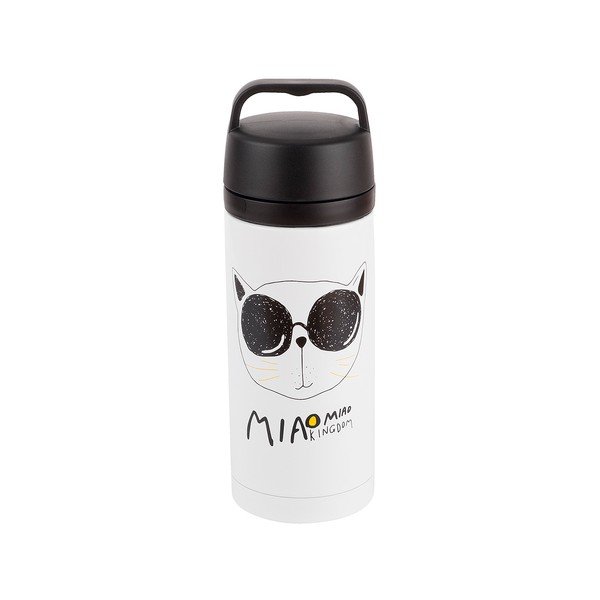 Sticlă termică din oțel inoxidabil Tantitoni Cat, 350 ml, alb