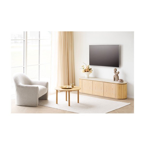 Comodă TV crem/în culoare naturală cu blat din piatră 160x45x40 cm Larvik – House Nordic-image-3