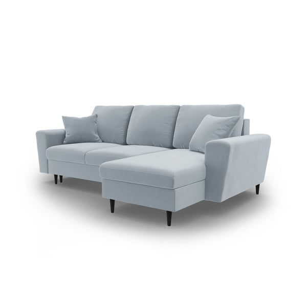 Colțar albastru deschis extensibil, cu spațiu de depozitare cu tapițerie din catifea Kyoto – Cosmopolitan Design-image-4