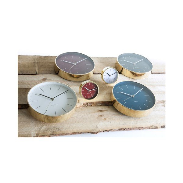 Ceas de masă Karlsson Minimal, ⌀ 10 cm, alb cu detalii aurii-image-1