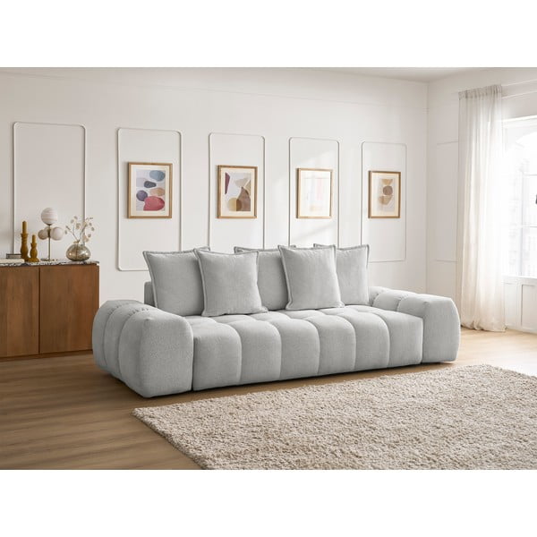 Canapea gri deschis cu tapițerie din chenille 278 cm Everest – Bobochic Paris-image-1