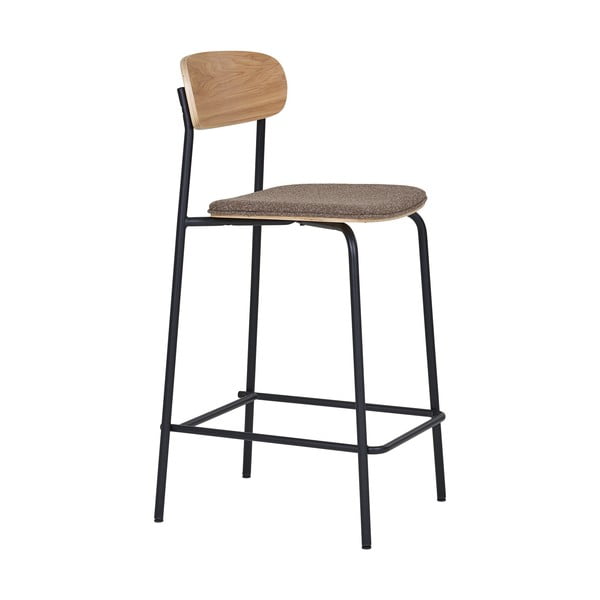 Scaun de bar negru/maro stivuibil cu aspect de lemn de frasin (înălțime șezut 66 cm) Estepona – House Nordic-image-3