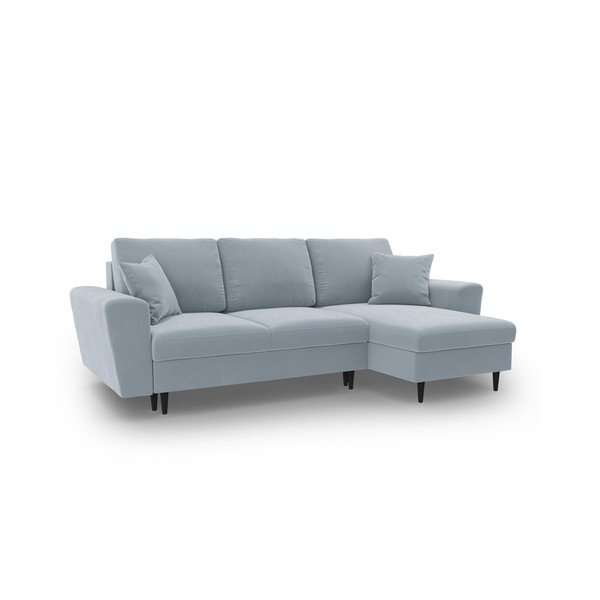 Colțar albastru deschis extensibil, cu spațiu de depozitare cu tapițerie din catifea Kyoto – Cosmopolitan Design-image-1