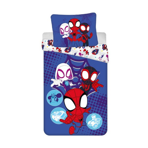 Lenjerie de pat pentru copii albastră din bumbac pentru pat de o persoană 140x200 cm Spidey – Jerry Fabrics