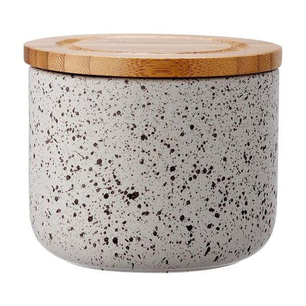 Cutie ceramică cu capac din bambus Ladelle Speckle, înălțime 9 cm, gri