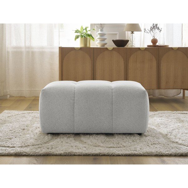 Taburet gri deschis cu tapițerie din chenille Roxelane – Bobochic Paris-image-4