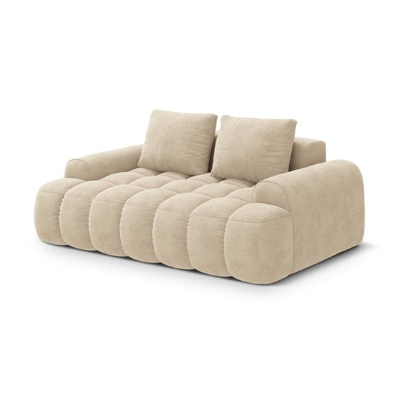 Canapea bej cu tapițerie din catifea 175 cm Linz – Cosmopolitan Design-image-2