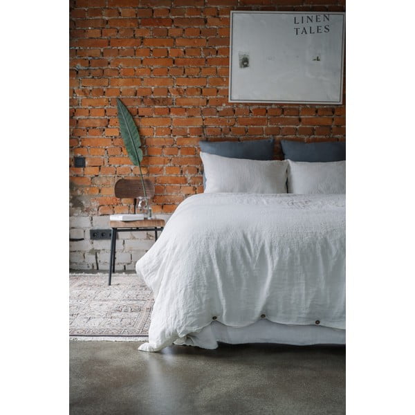 Cearceaf alb din in cu elastic 140x200 cm White – Linen Tales-image-4