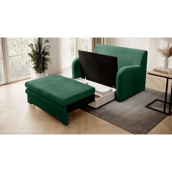Canapea verde extensibilă cu tapițerie din catifea 130 cm Ario – ELTAP-image-3