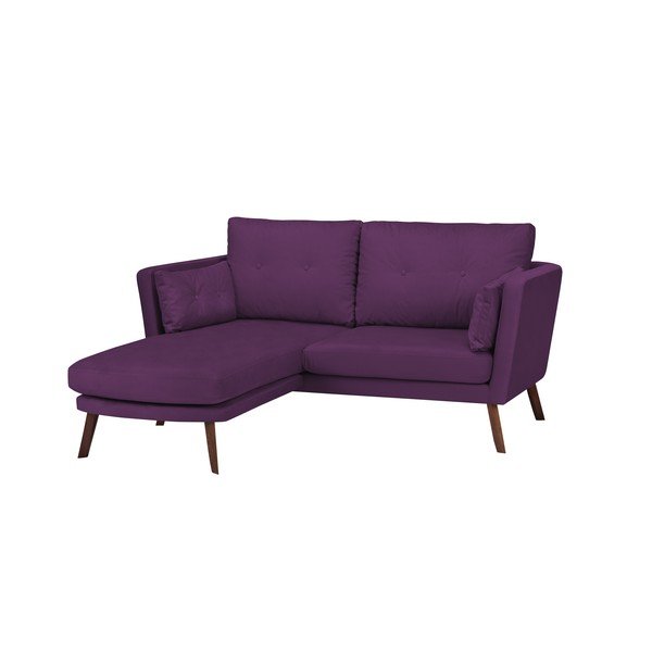 Canapea cu 3 locuri Mazzini Sofas Elena, cu șezlong pe partea stângă, mov închis-image-3