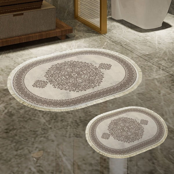 Covorașe de baie bej 2 buc. - Foutastic-image-1