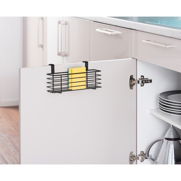 Coș depozitare pentru ușă dulap Wenko Slim, 24 x 10 cm, negru-image-1