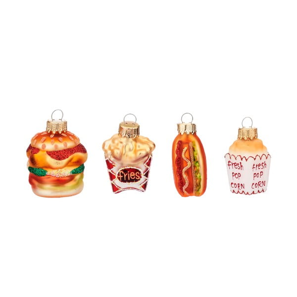 Ornamente de Crăciun 4 buc. din sticlă Fast Food – Sass & Belle