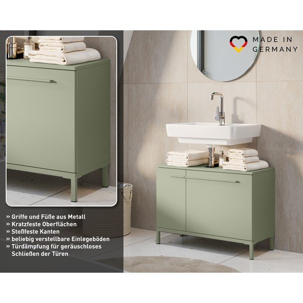 Dulap sub chiuvetă verde cu aspect mat 80x59 cm Laurino – Germania-image-4