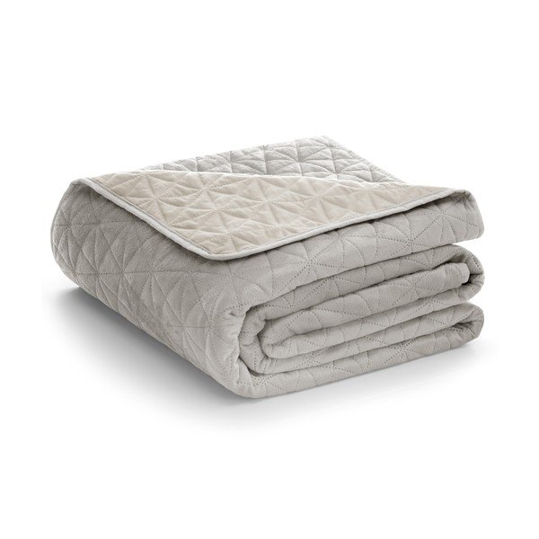 Cuvertură grej matlasată din catifea 240x260 cm Laila – Restilo