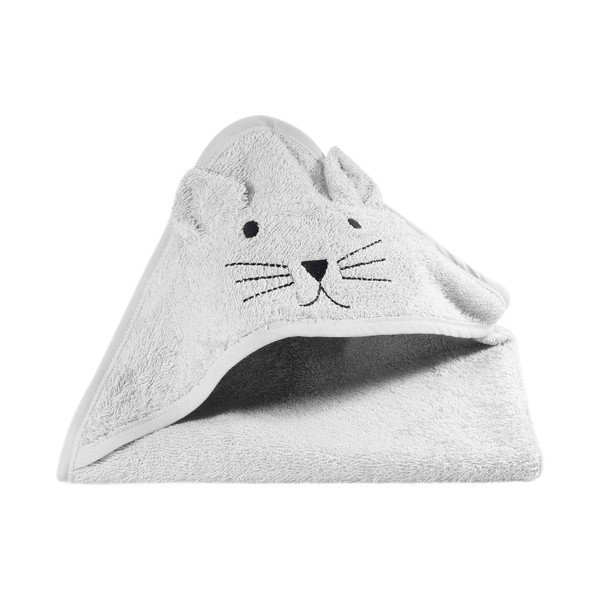 Prosoap pentru copii din bumbac cu glugă Kindsgut Cat, gri-image-1