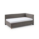 Pat pentru copii  gri pe colț tapițat cu spațiu de depozitare cu somieră 120x200 cm Fun – Meise Möbel