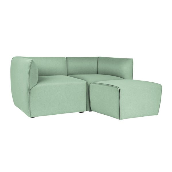 Canapea modulară cu 2 locuri și șezlong Norrsken Ollo, verde mentol
